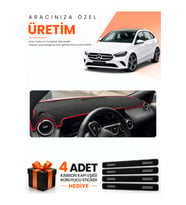 MERCEDES W247 B180 B CLASS (2019-2022) Uyumlu Torpido Koruma Örtüsü Oto Kılıfı - Siyah Kırmızı