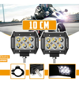 Off Road Motosiklet 2'li 18W Çift sıra 12 led 10 cm Beyaz Turuncu
