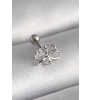316L Çelik Gümüş Renk Zirkon Taş Detay Kurdele Model Tragus Piercing 5886 - HPSBYI2602-2096