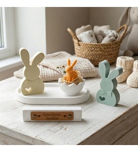 Bebek Odası İçin İsme Özel Tavşan Temalı Dekoratif Set, Pastel Tonlarda Anlamlı Ve Değerli Hediye (Çok Renkli)