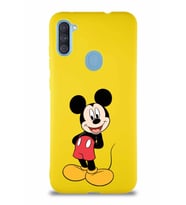 Samsung Galaxy A11 Soft Premier Kapak Mickey Mouse-B Tasarımlı Silikon Kılıf - Sarı (Şeffaf)