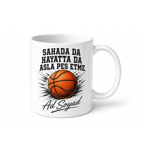 İsimli Basketbol Topu Desenli Kupa Bardak Basketbolcu Hediye