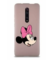 Xiaomi Redmi K20 Soft Premier Kapak Minnie Mouse-A Tasarımlı Silikon Kılıf - Pudra (Şeffaf)
