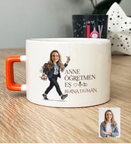 Kişiye Özel Karikatürlü Anne Öğretmen Eş Lüks Fincan Anneler Günü Hediyesi