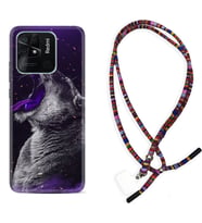 Xiaomi Poco X3 Pro M4 Pro X4 Pro C40 10C Kılıf Boyun Asklı Rasta Silikon Purple Leopar 1750