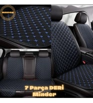 WOLKSWAGEN JETTA SEDAN 2005-2010 uyumlu 7 Parça Deri Minder Takımı (Siyah-Mavi)