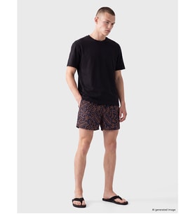 LCW SWIMWEAR Kahverengi Kısa Boy Desenli Erkek Deniz Şortu