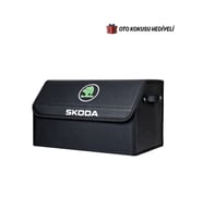 Skoda Marka Logolu Oto Bagaj Organizer Çanta Oto Bagaj Çantası 2 Bölmeli Suni Deri