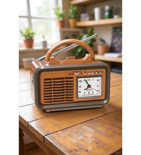 Retro Nostaljik Radyo MP3 Çalar Bluetooth Hoparlör FM,SD,USB Şarjlı/Pilli El Feneri,Saat