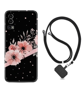 General Mobile Gm 23 Kılıf Resimli Boyun Askılı İpli Desenli Silikon Flowers Dots 1423