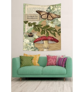 Vintage Kelebek Mantar Leke Tutmaz Kumaş Duvar Örtüsü Duvar Halısı Tapestry, 70 x 70