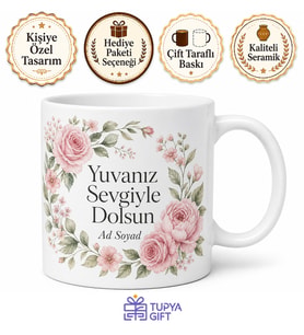 Yeni Gelin Evi Hediyesi Şık Kupa Misafirliğe Giderken Hediye Bardak Özel Tasarım
