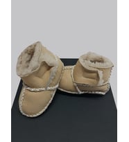 TUĞBİŞ Bebek Camel Organik Kuzu Derisi Çift Cırtlı Bebek Botu Bebek Patiği İlk Adım Ayakkabısı - TG3005