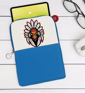 BK Gift Kurukafa Tasarımlı Taşınabilir Koruyucu Tablet Kılıfı & Organizer Çanta - Mavi-6