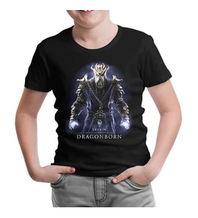 Skyrim - Dragonborn Siyah Çocuk Tshirt