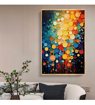 Tablolife Renk Damlaları 2 3D Yoğun Yağlı Boya Dokulu Tablo Gold Çerçeve