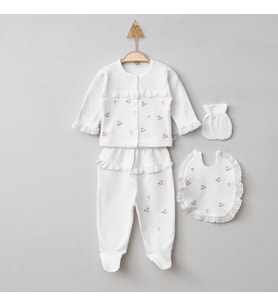 MİLAYS LİFE HOME COLLECTİON GAYE KIZ BEBEK YENİDOĞAN 5 Lİ ZIBIN SETİ (Beyaz)