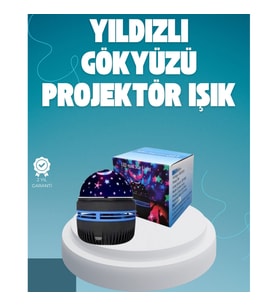 Mey İthalat® Döner Galaxy Projektör Gece Lambası – Ay ve Yıldız Işıklı Atmosfer Lamba, USB Bağlantıl