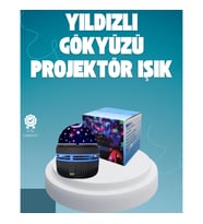 Mey İthalat® Döner Galaxy Projektör Gece Lambası – Ay ve Yıldız Işıklı Atmosfer Lamba, USB Bağlantıl