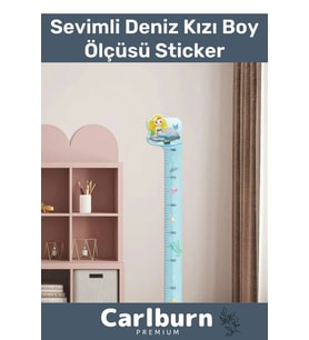 Özel Üretim İz Bırakmayan Çift Taraflı Bantlı Silinebilir Ev Sevimli Deniz Kızı Boy Ölçüsü Sticker