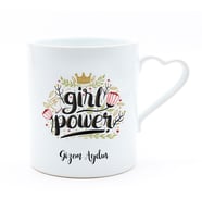 İsme Özel Kalp Detaylı Kupa Bardak - Girl Power