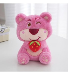 Sevimli Göz Kırpan Çilek Ayı Kolye Peluş Oyuncak Pembe Ayı