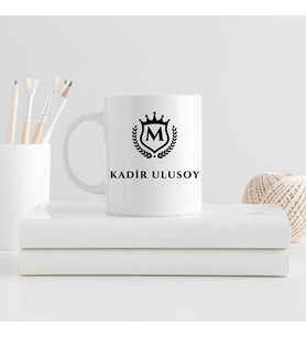 Kişiye Özel Harf ve İsim Yazılı Tasarım Beyaz Seramik Kupa Bardak