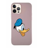 Apple iPhone 12 Pro Soft Premier Kapak Donald Duck-F Tasarımlı Silikon Kılıf - Pudra (Şeffaf)