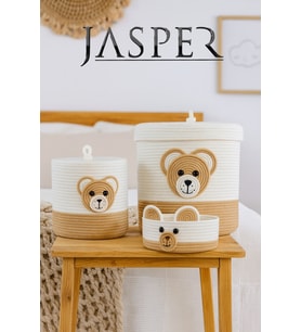Jasper Jüt İp Bej Ayı Çocuk Odası Seti Konsept Sepet Organizer Süs, Oyuncak, Battaniye, Çamaşır Düze