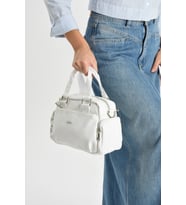 MEGA POLO Lizbon Deri El/Çapraz Kadın Çantası (Beyaz)