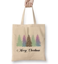 Yılbaşı Yeni Yıl Konseptli Pine Merry Christmas Bez Çanta Uzun Saplı