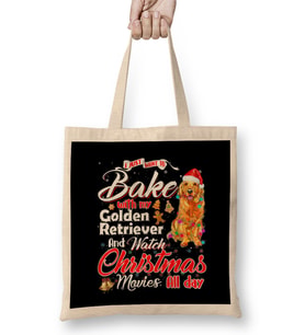Bake Stuff With Golden Retriever And Watch Christmas Funny Bez Çanta Uzun Saplı