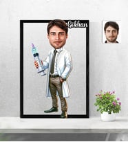 Kişiye Özel 3D  Ahşap Tablo Doktor Erkek 30x40 -44