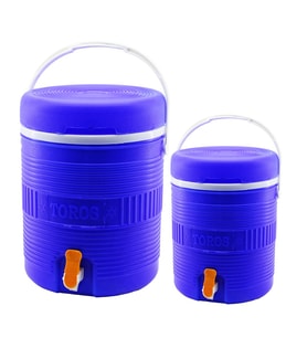 TOROS 2Lİ SET=14+6LT YUVARLAK TERMOS MAVİ PLASTİK MUSLUKLU - TAŞIMA KULPLU BRKT-501575 (5680)