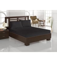 Clasy Tek Kişilik %100 Pamuk Ranforce Lastikli Çarşaf + 1 Adet Yastık Kılıfı 100 x 200 (Siyah)