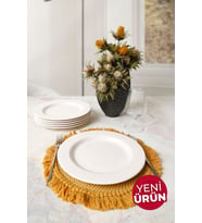 Keramika Beyaz İyonya Servis Tabağı 26 Cm 6 Adet 006 Beyaz