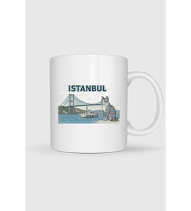 İstanbul - Kedi Ve Boğaz Köprüsü Tasarımlı Kupa Bardak