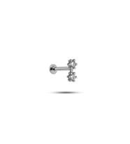 925 Ayar Gümüş Rodyumlu Minimal 2 Zirkon Taşlı Tragus Piercing Küpe