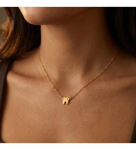 Kişiye Özel Minimal Diş Model Kolye 925K Gümüş (Gold)
