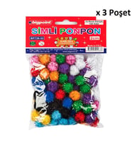 Bigpoint Ponpon Simli 2 cm 10 Renk / 100'lü Poşet x 3 Poşet