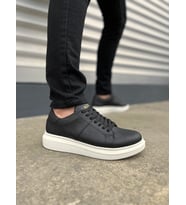 Boost Bağcıklı Deri Erkek Günlük Sneaker Ayakkabı - Siyah Beyaz (Siyah - Beyaz)