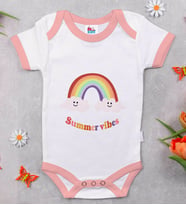 BK Kids Summer Vibes Tasarımlı Pembe Bebek Body Zıbın-2