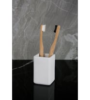 Mermer Desenli Beton Diş Fırçalık (Düz Beyaz)