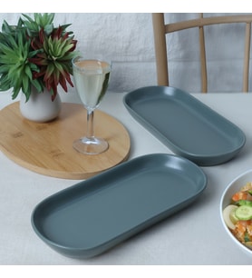 Keramika Mat Yeşil Noyan Kayık Tabak 26 Cm 2 Adet 322