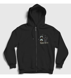 Presmono Unisex Siyah Loop Astroworld Travis Scott Fermuarlı Kapüşonlu Sweatshirt 43030tt