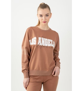 Maraton Oversize Kadın Bisiklet Yaka Mantar Sweatshirt