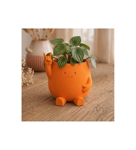 Alvera Smiley Face Planter – 3D Baskı Gülümseyen Karakterli Saksı-Turuncu