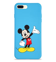 Apple iPhone 7 Plus Uyumlu Lansman Kılıf Mickey Mouse Tasarımlı Altı Kapalı İçi Kadife Kaplı  Kapak (Şeffaf)