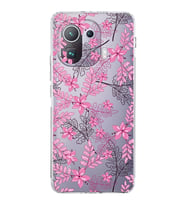 Xiaomi  Mi 11 Pro  Kamera Korumalı Kapak Floral Pembe Tasarımlı Şeffaf  Kılıf