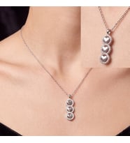 925 Ayar Gümüş Üçlü Kalp Zirkon Taşlı Kolye